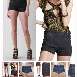 Free People “Be Mine” black denim double zipper